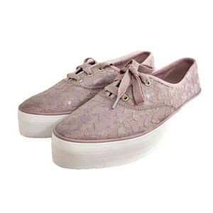 Keds Women's 9.5 LACE POINT TOE SNEAKER~LILAC & GOLD~NEW